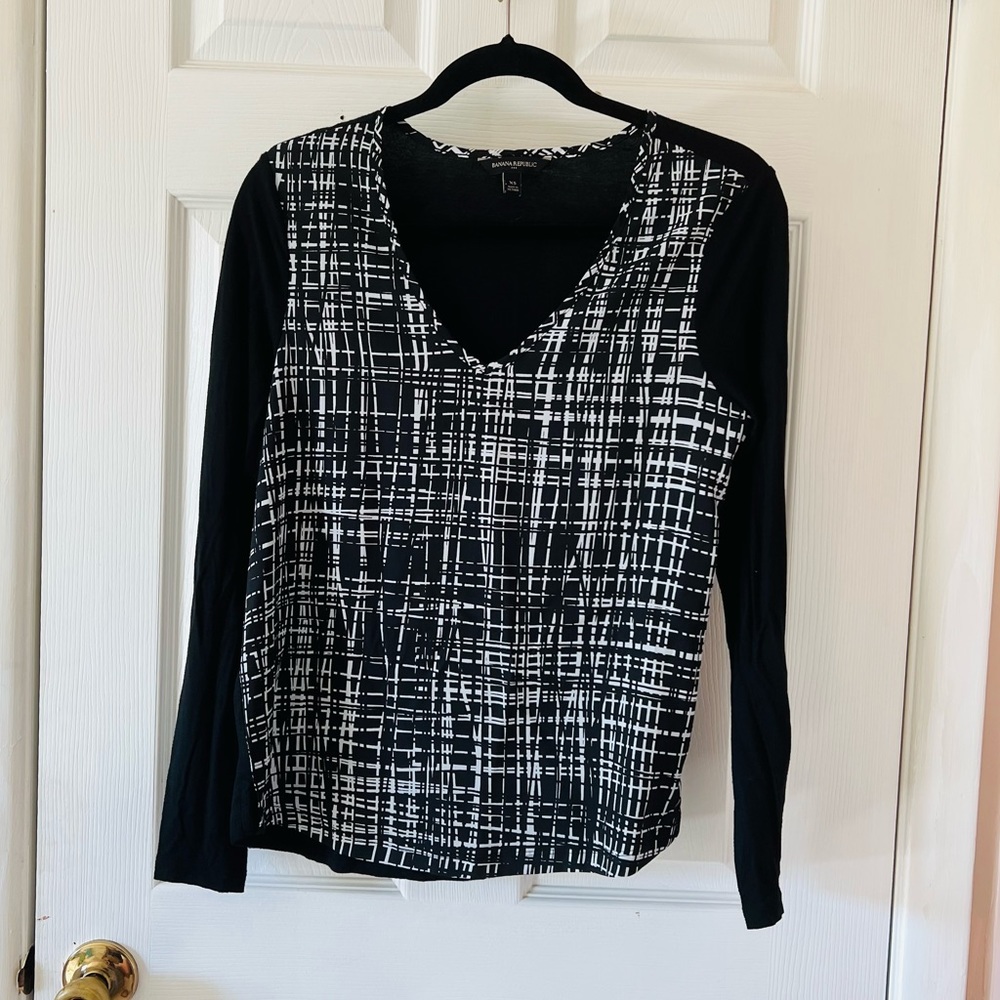 Banana Republic Misaligned Striped Work Top